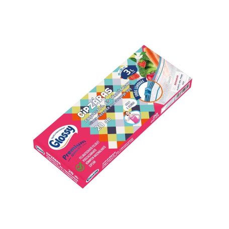 Glossy cipzáras fagyasztó és tárolótasak 3l 20dbos