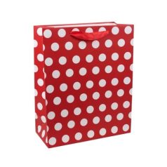 Dísztasak 18*23cm piros, fehér pöttyös (337454) /12/