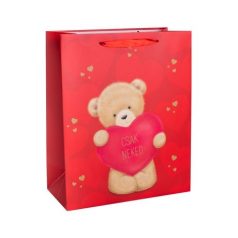 Dísztasak 26*32cm piros,maci+szív,csak neked (371151) /12/