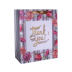   Dísztasak 26*32cm virágos, csíkos, thank you (349235) /12/