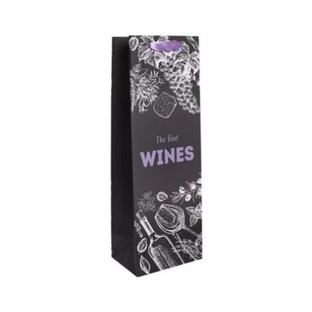Dísztasak 12*36cm ital fekete,fehér,lila The best wines (370309) /12/