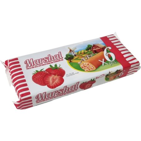 MARSHAL mini piskótatek. vanilia ízű kr.eperdzs.tölt.6*32g (piros) /9/