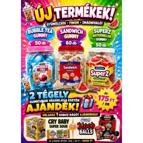 Ajándék 2 Profisa+1 RÁGÓ (Blood vagy Cry-baby gum)