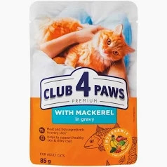 CLUB4PAWS Cat Pouch 85g Makréla Gravy /24/